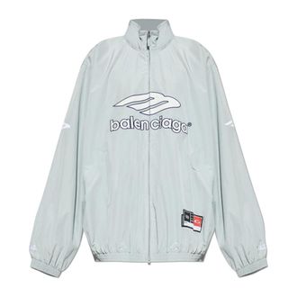 Balenciaga Light Jackets, male, Gray, Size: M Logo Jacket