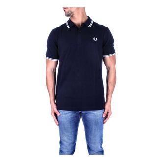 Fred Perry Polo Shirts, male, Blue, Size: 2XL Logo Front Polo Shirt