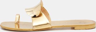 Giuseppe Zanotti Gold Leather Toe Ring Flat Slides