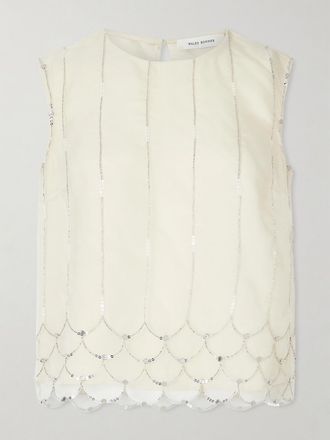 Wales Bonner Top In Organza Di Seta Con Decorazioni Triumph - Avorio