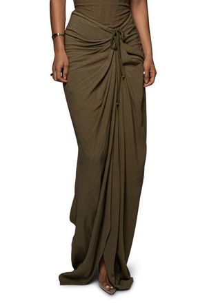 JLUXLABEL Noelia Linen Slit Skirt in Green at Nordstrom, Size X-Large