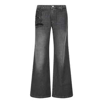Ermanno Scervino Jeans, Dames, Zwart, XS, Wide Leg Jeans