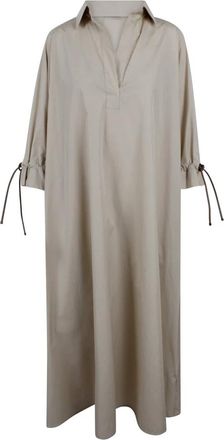 Max Mara Oversized Jurk van Katoen Popeline - Dames - Shirt Kleedjes - Beige - XS - Katoen - Kleedjes