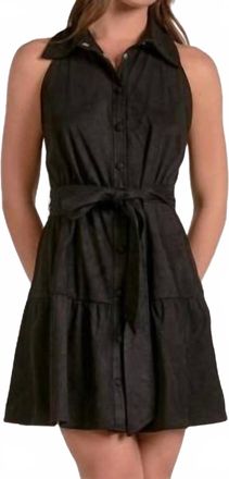 Elan Button Front Sleeveless Mini Dress In Black