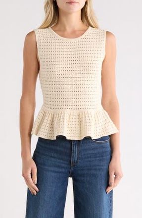NVLT Open Stitch Sleeveless Peplum Sweater in Cream at Nordstrom Rack, Size X-Small