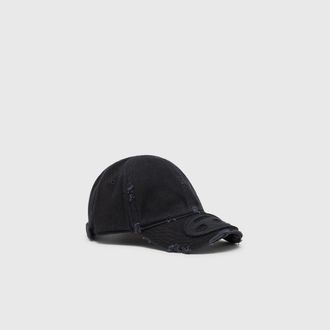 Diesel Cotton twill cap with distressed details - Caps - Man - Black