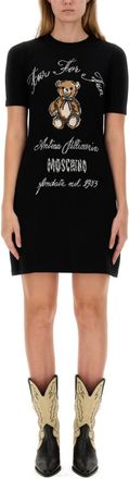 Moschino Black Graphic Crew Neck Mini Dress