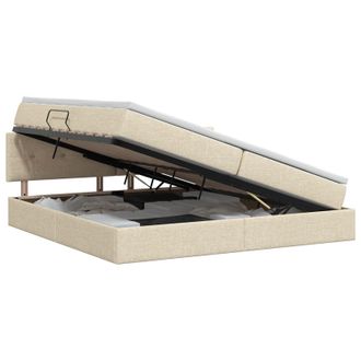 vidaXL Cama Con Almacenamiento Y Colch&oacute;n Crema 200 X 200 Cm Terciopelo Vidaxl