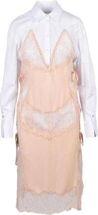 Patrizia Pepe Longuette Dress Lace - White/Beige