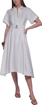 Halston Heritage Short Sleeve Zip Front Shirtdress