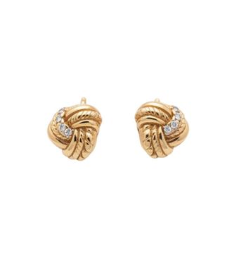 Bottega Veneta Golden Intreccio Stud Earrings
