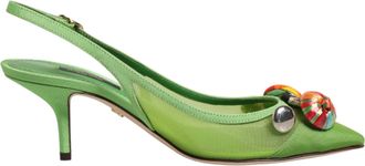 Dolce & Gabbana Green Embellished Heels Slingbacks Womens Shoes