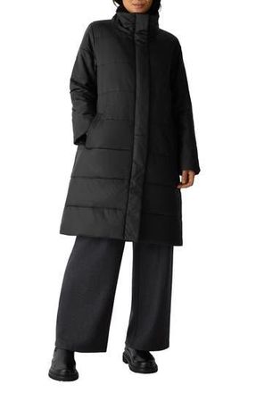 Eileen Fisher Stand Collar Puffer Jacket in Black at Nordstrom Rack, Size Xx-Small