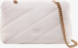 Pinko Womens Shoulder Bag Matelass&eacute; Leather White