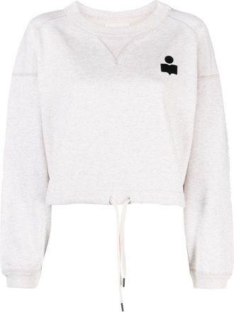 Isabel Marant Cropped Beige Sweatshirt With Logo Print