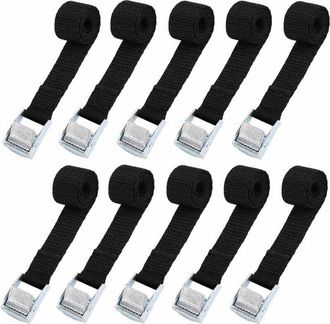 OEM Kit De Fijaci&oacute;n De Correas De Amarre De 239 Cm Para Portabicicletas, Motocicletas, Coches Y Bicicletas (10 Unidades, Carga M&aacute;xima De 500 Kg), Color Ne