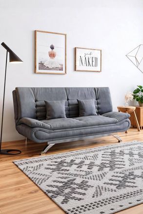Living and Home 2-Seat Convertibles Sofa Bed with Cushions in Grey