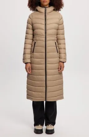 Noize Ivy Lightweight Long Puffer Coat in Sand at Nordstrom Rack, Size X-Large