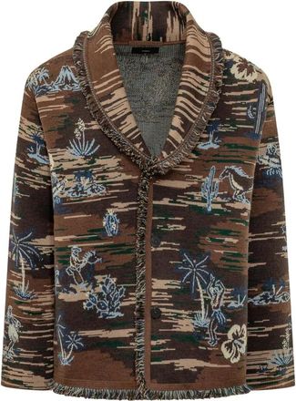 Alanui Tex-Hawaii Cardigan - Heren - Vesten - Bruin - S - Truien & Vesten