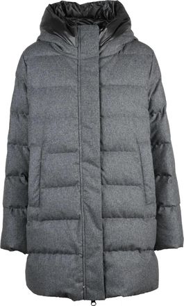 Hox Grey Quilted Wool-Blend Down Jacket