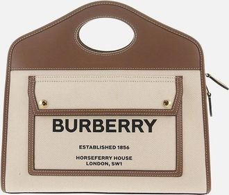 Burberry Womens Small Pocket Canvas Tote Bag - Tan - Size: UNI