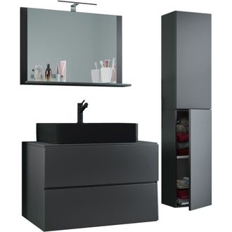 ebuy24 Ebuy24 - vcm 4 pz Lavabo lavabo lavabo larghezza armadio inferiore 80 cm arredo bagno set con cassetti porta girevole specchio Lendas l (antracite)