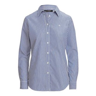 Ralph Lauren Gestreepte Katoenen Blouse - Dames - Overhemden - Blauw - S - Katoen - Overhemden