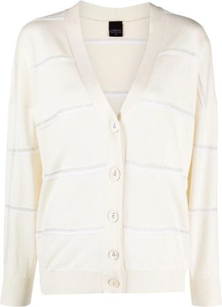Lorena Antoniazzi White Relaxed Fit V-Neck Cotton-Blend Cardigan