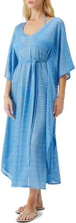 Melissa Odabash June Mixed Stitch Tie Waist Cover-Up Maxi Dress in Ocean at Nordstrom Rack