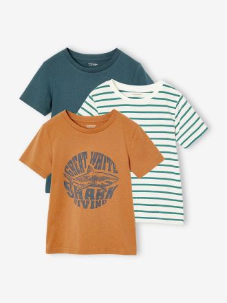 Vertbaudet 3er-Pack Jungen T-Shirts pekannuss