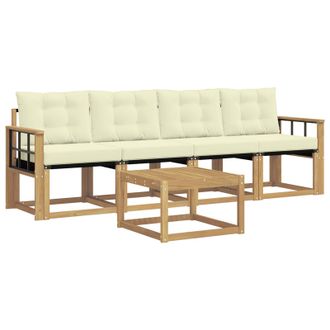vidaXL Conjunto De Sof&aacute;s De Exterior Con Coj&iacute;n 5 Pcs Blanco Y Crema Vidaxl