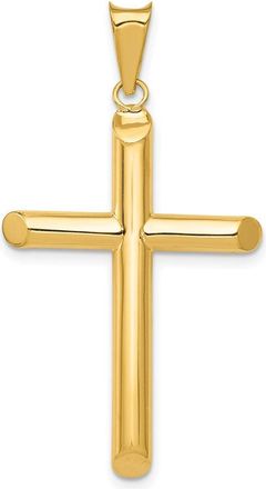 Diamond2Deal 14k Yellow Gold Polished Tube Cross Pendant
