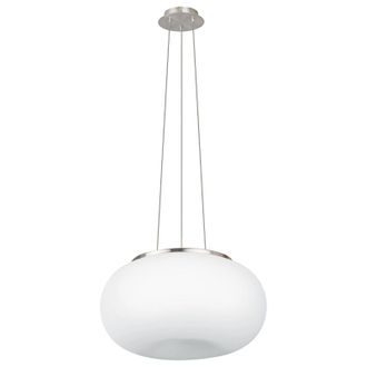 Loops Pendant Light Colour Satin Nickel Shade White Glass Opal Matt Bulb E27 2x60W in Metallics