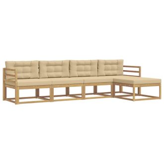 vidaXL Conjunto De Sof&aacute;s De Exterior Con Coj&iacute;n 4 Pcs Y Beige Poli&eacute;ster Vidaxl