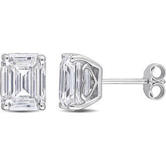 Delmar Dew Emerald Cut Lab Created Moissanite Stud Earrings in Silver at Nordstrom Rack