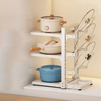 OEM Estante De Cocina, Estante Para Ollas De Varios Niveles, Caja De Almacenamiento De Utensilios De Cocina De 3 Niveles, Blanco, 3722,643 Cm