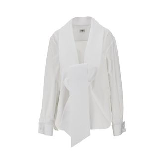 Saint Laurent Poplin shirt with lavalli&egrave;re collar Woman 38