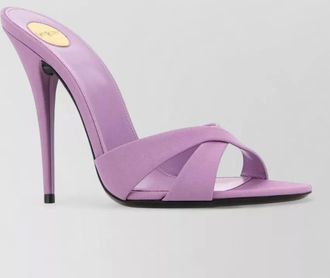 Saint Laurent fabric mules open toe cross strap design