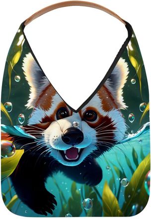 Generic Lovely Raccoon Swims Underwater Reusable Lightweight Grocery Bags - Foldable Into Compact Pouch, Washable & Sturdy, Multipurpose for Shopping and Trav