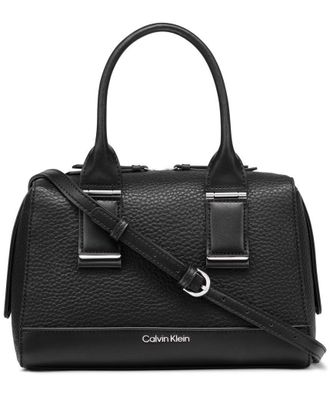 Calvin Klein Womens Jett Top Zip Jett Top Zip Satchel Bag, black/silver metallic foil, &Uacute;nico