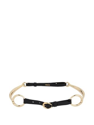 Paco Rabanne Black Belt In Leather With Gold Accessoires