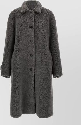 Miu Miu teddy single-breasted hooded coat