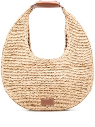 Staud Moon grote raffia schoudertas - Beige
