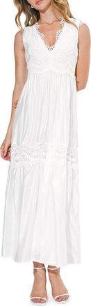 Adelyn Rae Lace Inset Maxi Dress in White at Nordstrom, Size X-Small