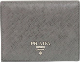 Prada Gray Pink Leather Saffiano Wallet (Bi-Fold) (Pre-Owned)