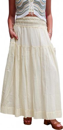 Elan Side Tassel Textured Maxi Skirt In Yellow