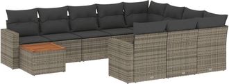 vidaXL Set De Sof&aacute;s De Jard&iacute;n 11 Pzas Y Cojines Rat&aacute;n Sint&eacute;tico Gris Vidaxl