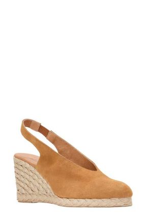 Andr&eacute; Assous Pamala Espadrille Slingback Platform Wedge Pump in Cuero Suede at Nordstrom, Size 11