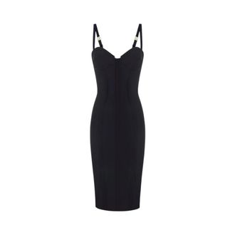 Elisabetta Franchi Jurk met onafgewerkte randen - Dames - Casual kleedjes - Zwart - M - Polyester - Kleedjes