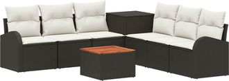 vidaXL Juego De Sof&aacute; 8 Uds. Negro Y Blanco Crema Vidaxl